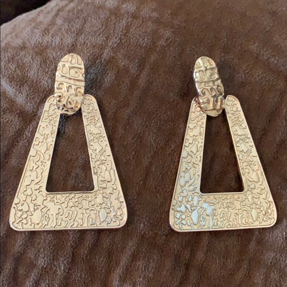 ***SOLD***Gold Textured Triangle Drop Earring